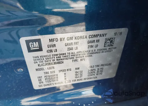 2020 Buick Encore Preferred from USA, damaged, VIN KL4CJASBXLB048834